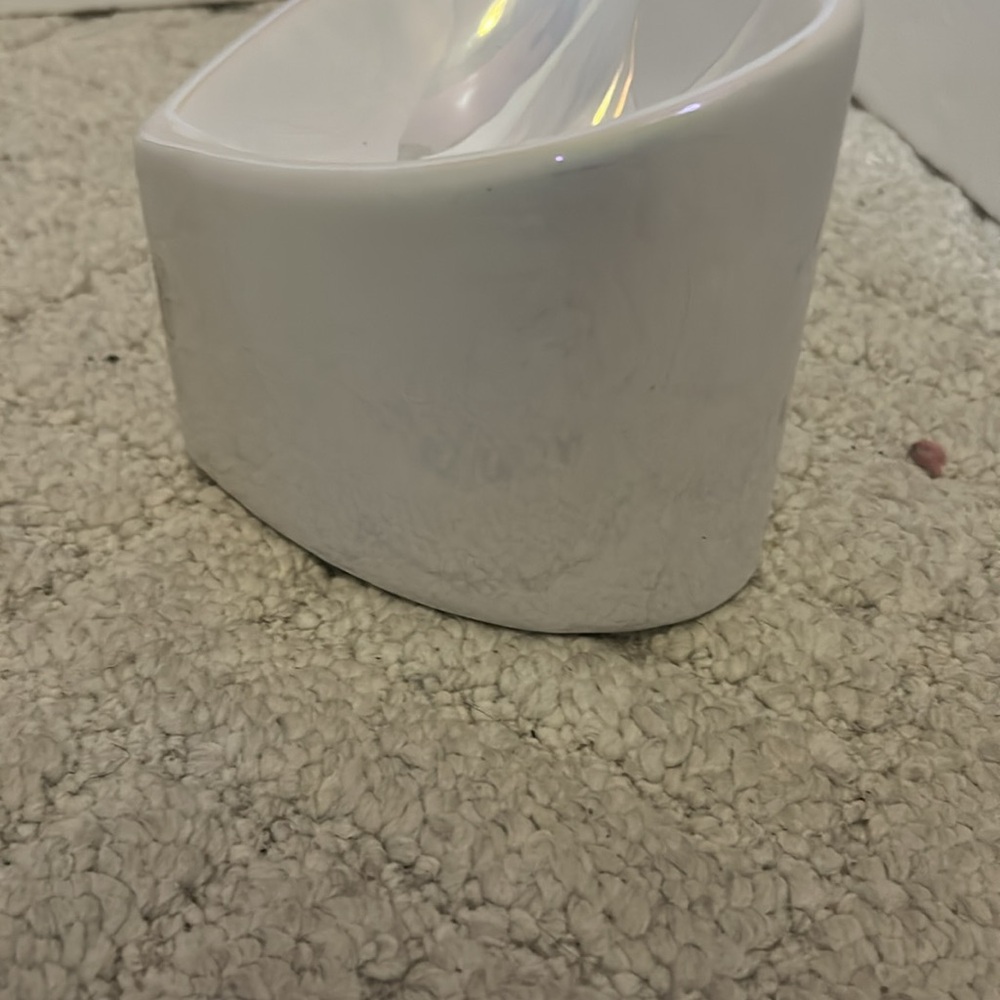 Iridescent Heart-Shaped Cat Bowl. - Picture 3 of 4